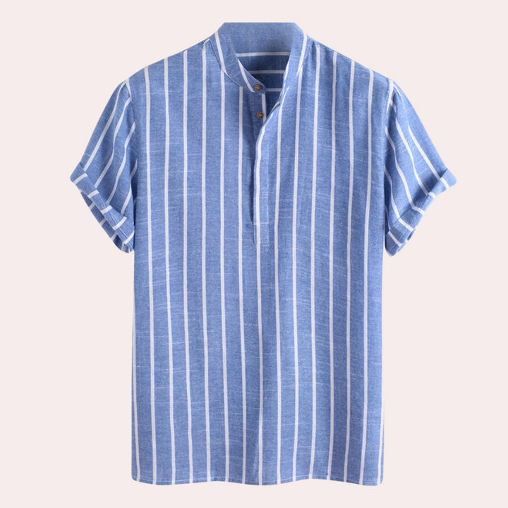 Heren shirt met korte mouwen en gestreept patroon