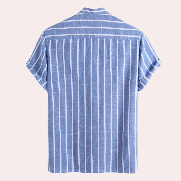 Heren shirt met korte mouwen en gestreept patroon