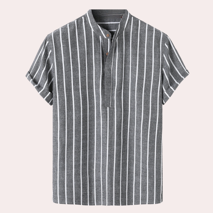 Heren shirt met korte mouwen en gestreept patroon