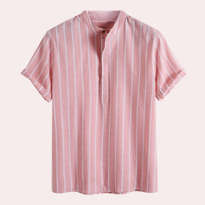 Heren shirt met korte mouwen en gestreept patroon