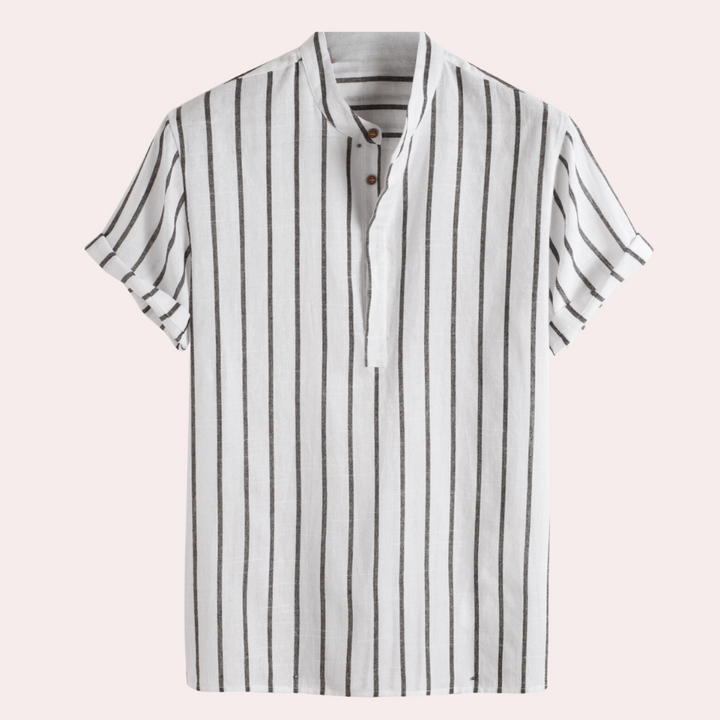 Heren shirt met korte mouwen en gestreept patroon
