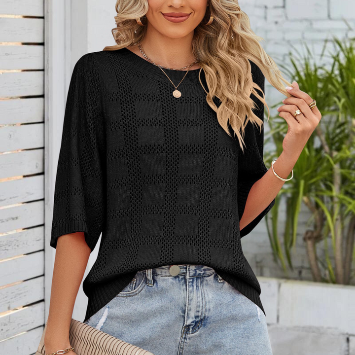 Dames gebreide blouse met ronde hals en luchtige pasvorm