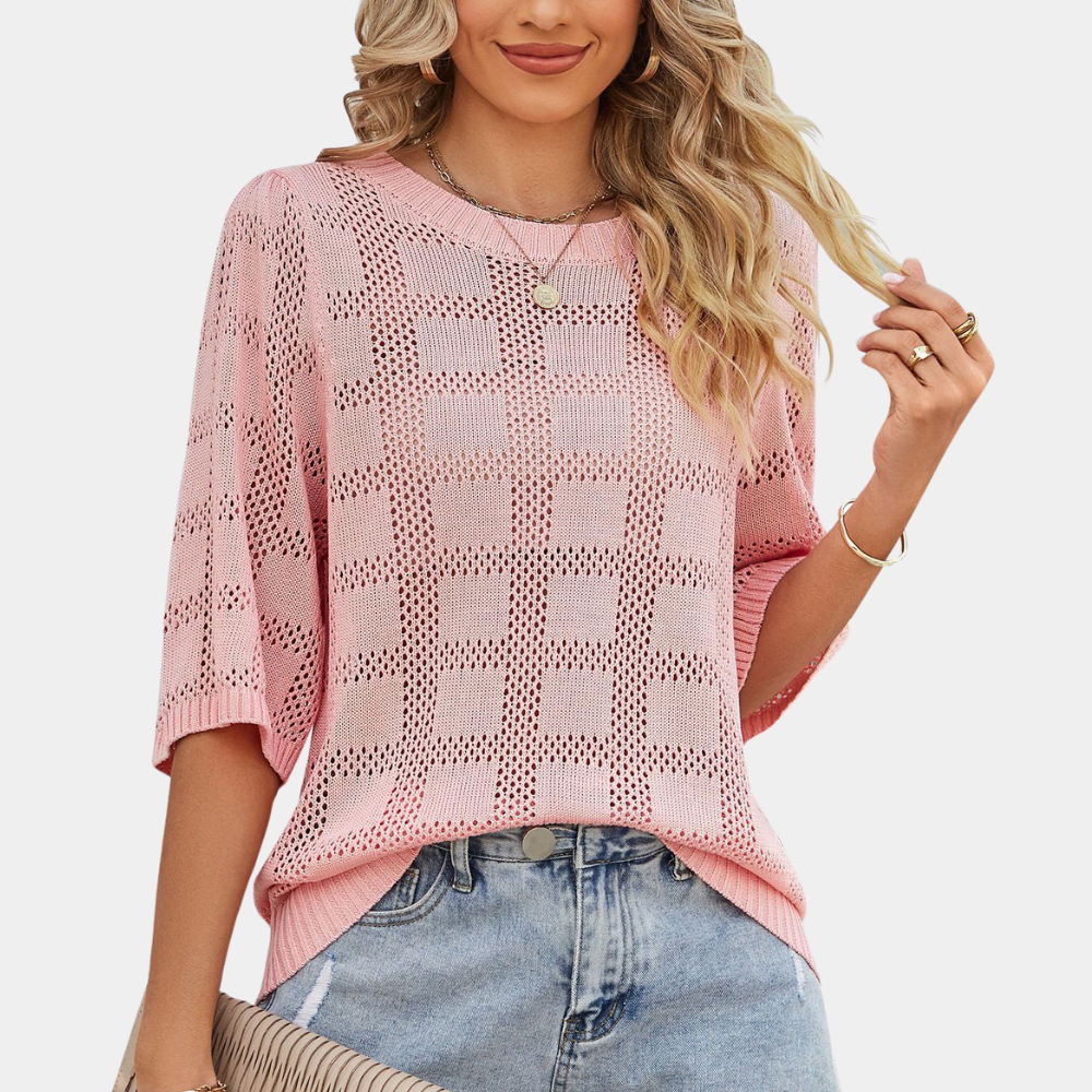 Dames gebreide blouse met ronde hals en luchtige pasvorm