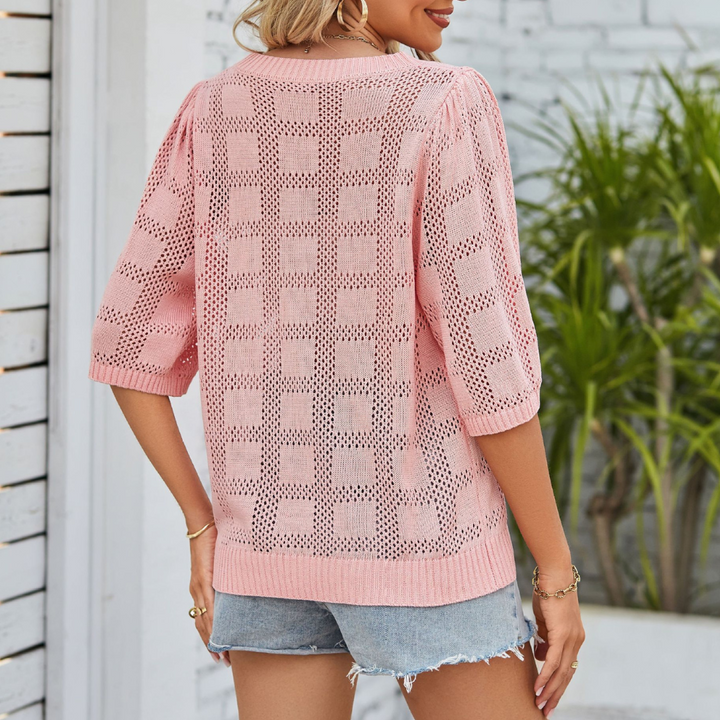 Dames gebreide blouse met ronde hals en luchtige pasvorm