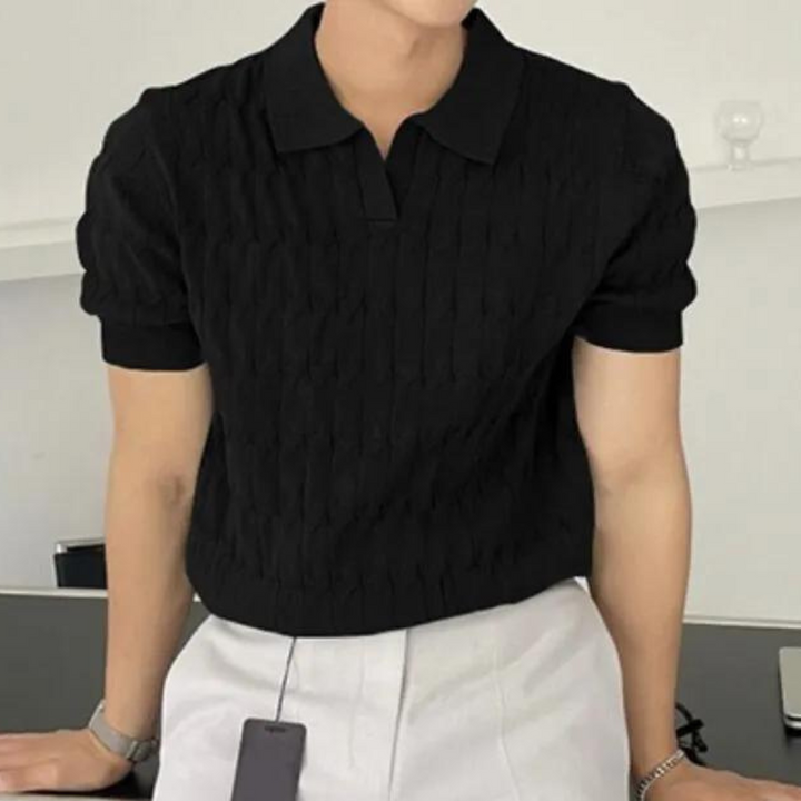 Heren poloshirt met gebreide structuur en aansluitende pasvorm