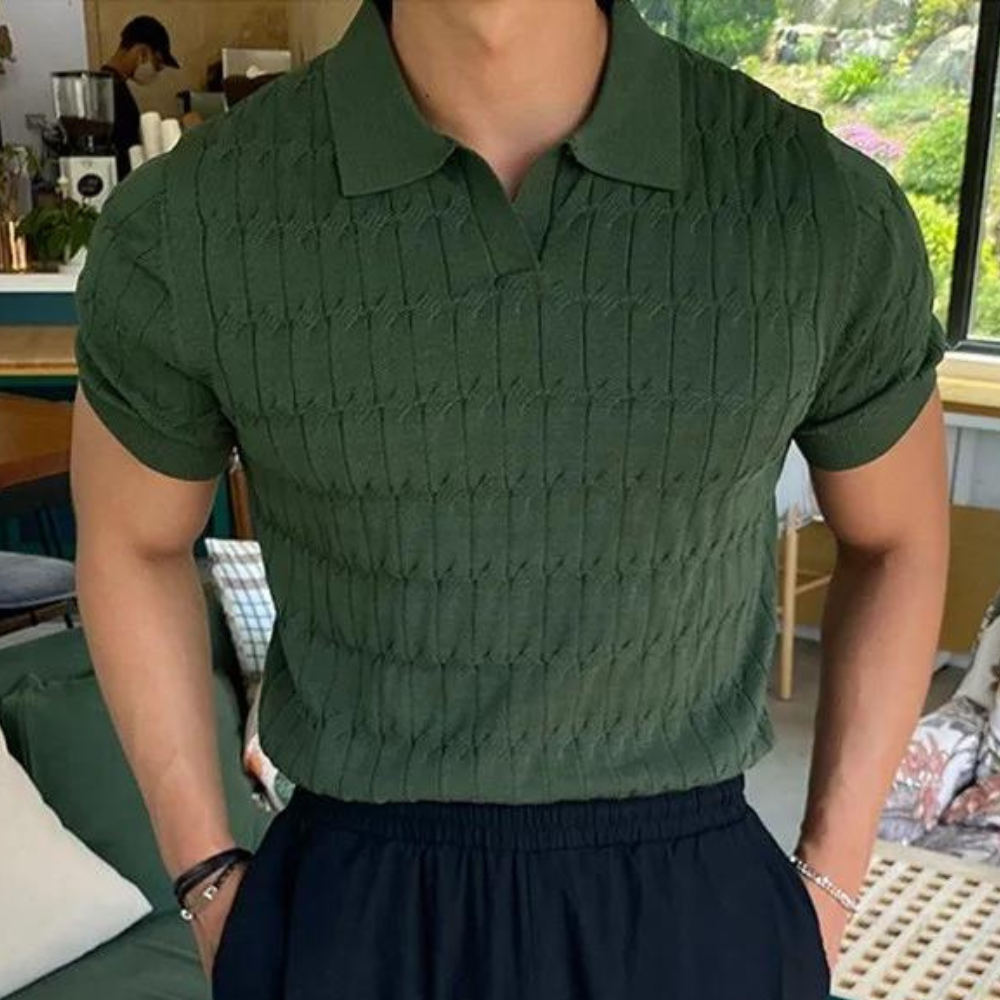Heren poloshirt met gebreide structuur en aansluitende pasvorm