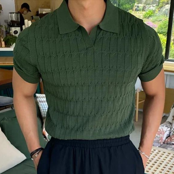 Heren poloshirt met gebreide structuur en aansluitende pasvorm