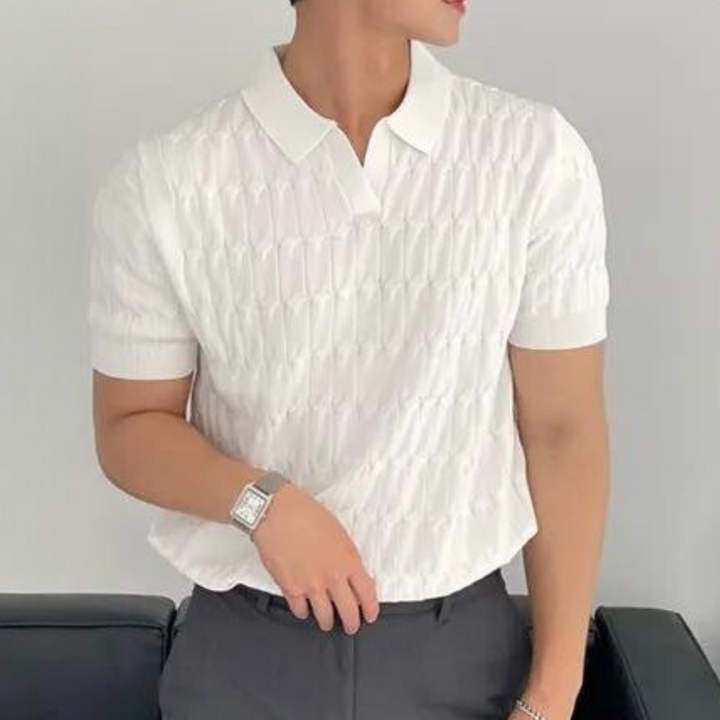 Heren poloshirt met gebreide structuur en aansluitende pasvorm