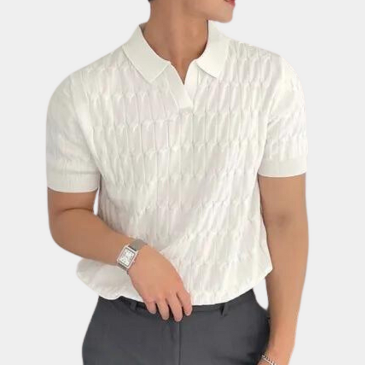 Heren poloshirt met gebreide structuur en aansluitende pasvorm