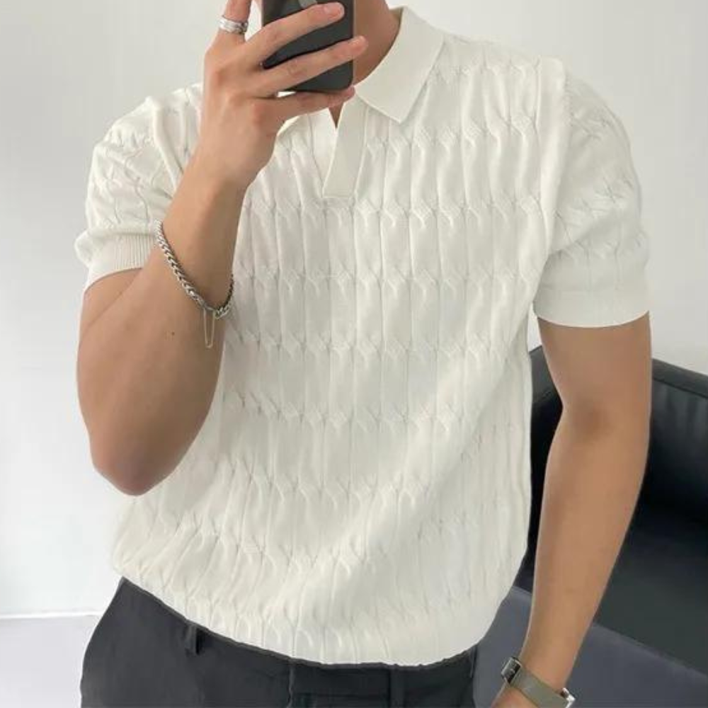 Heren poloshirt met gebreide structuur en aansluitende pasvorm