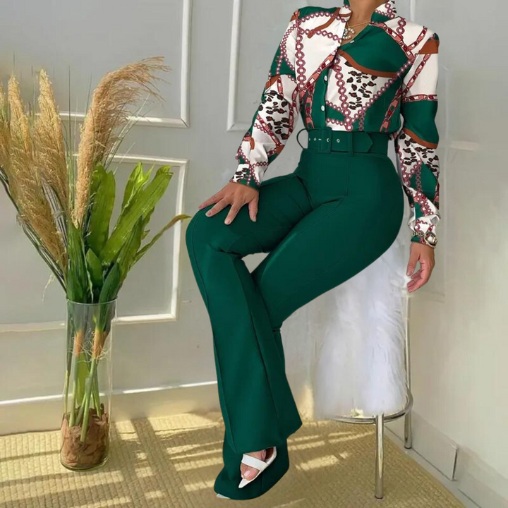 Dames 2-delige set met blouse en hoge taille broek
