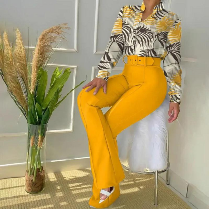 Dames 2-delige set met blouse en hoge taille broek