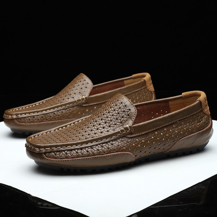 Heren loafers met ventilatiegaatjes en flexibele zool