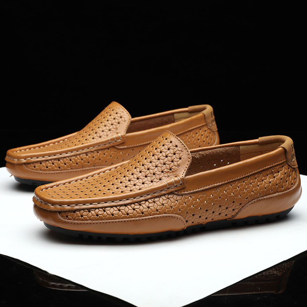 Heren loafers met ventilatiegaatjes en flexibele zool