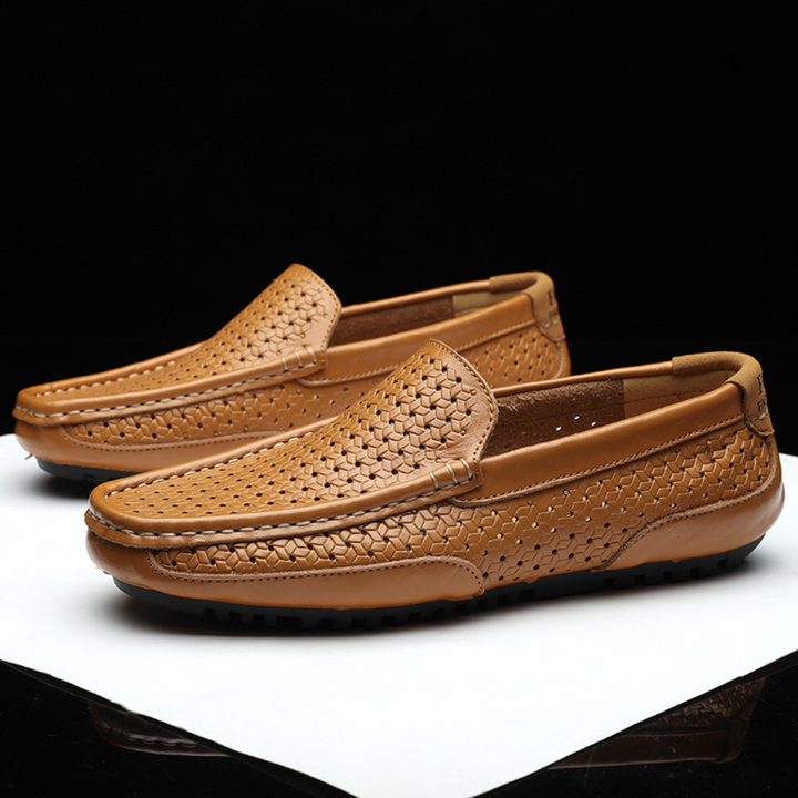 Heren loafers met ventilatiegaatjes en flexibele zool