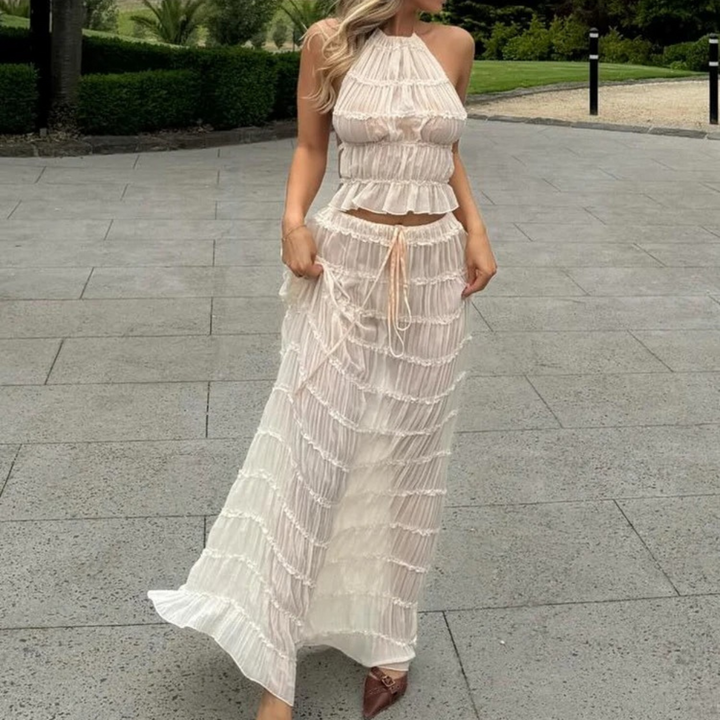 Dames zomerset met rugloze top en lange rok