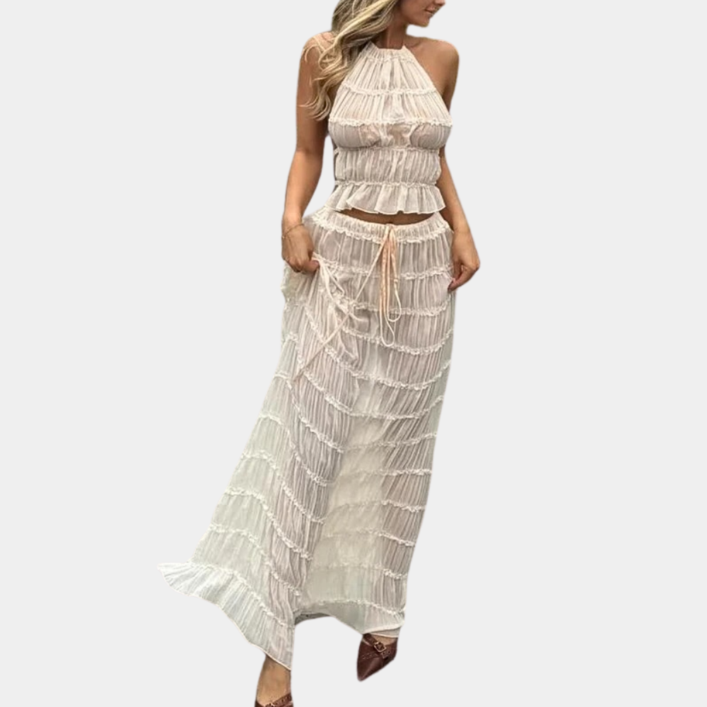 Dames zomerset met rugloze top en lange rok