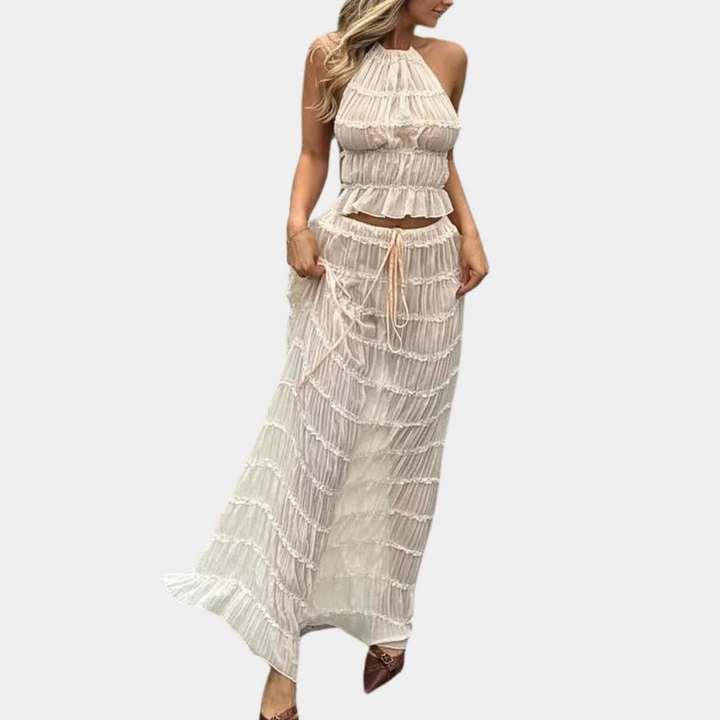 Dames zomerset met rugloze top en lange rok