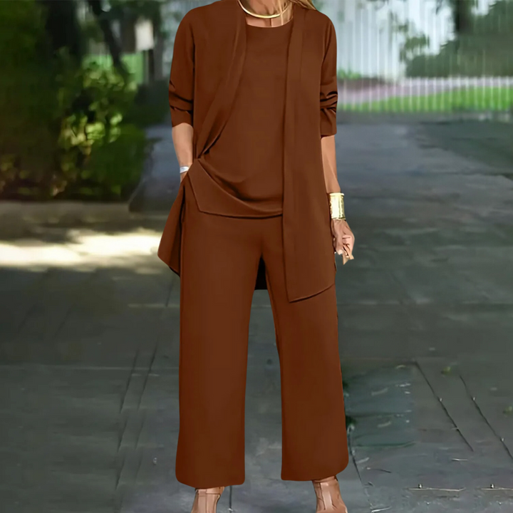 Damesset 3-delig met vest en wijde broek voor casual styling