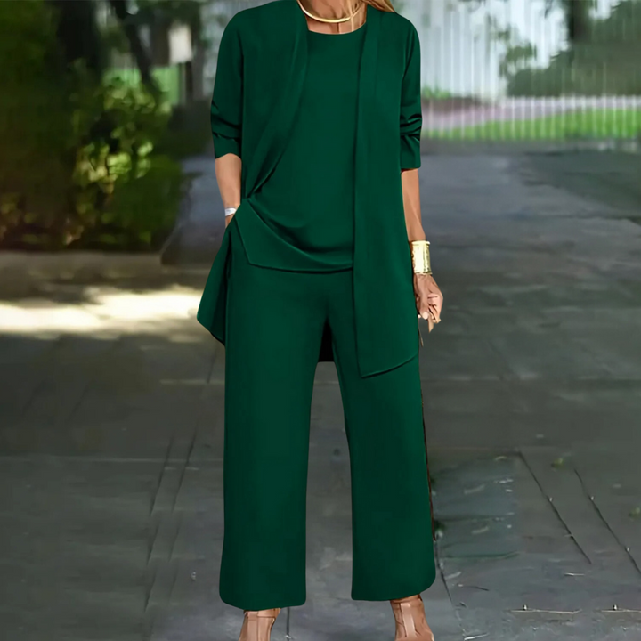 Damesset 3-delig met vest en wijde broek voor casual styling