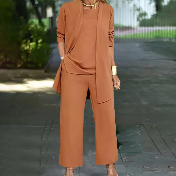 Damesset 3-delig met vest en wijde broek voor casual styling