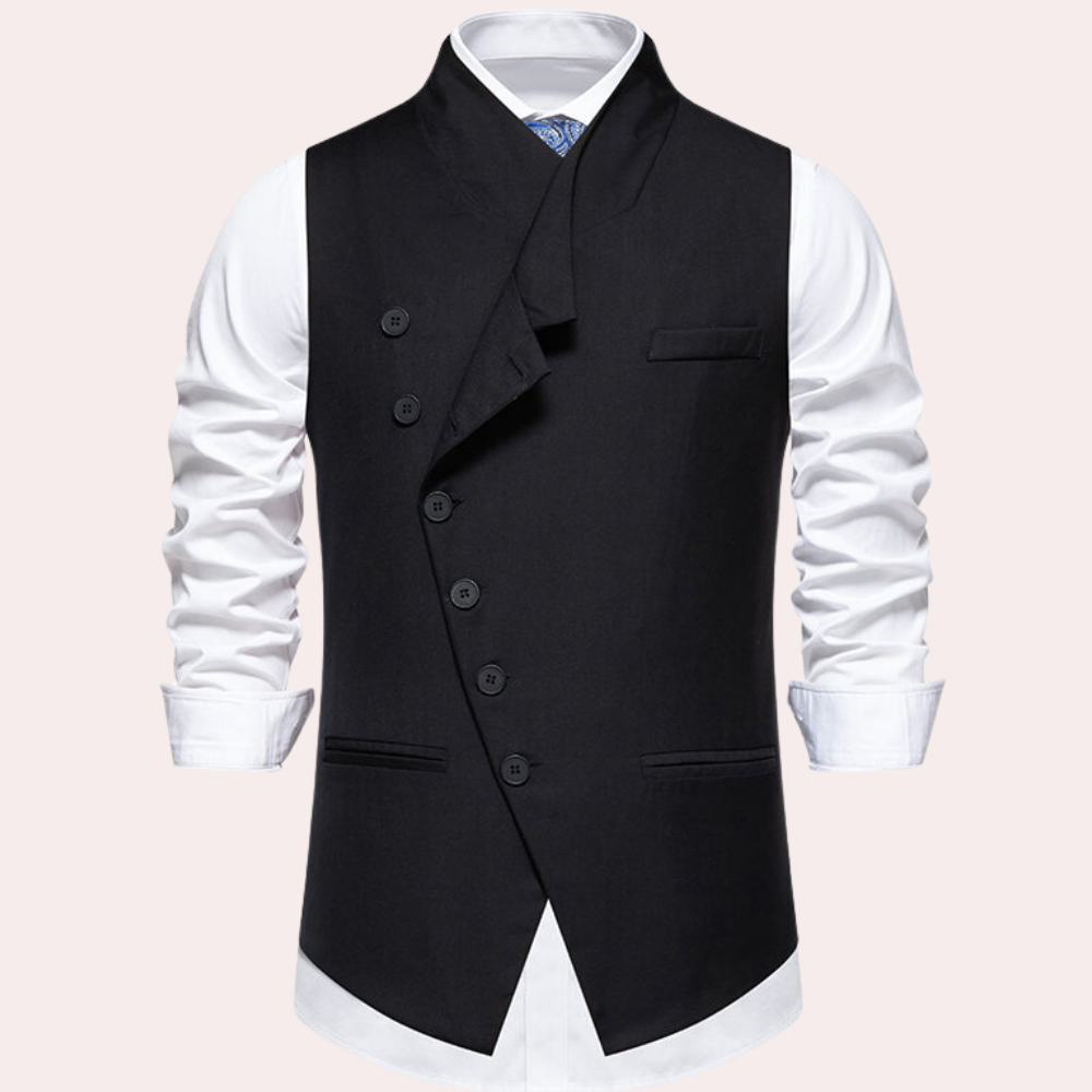 Laszlo - Modern herenvest met schuine knopen