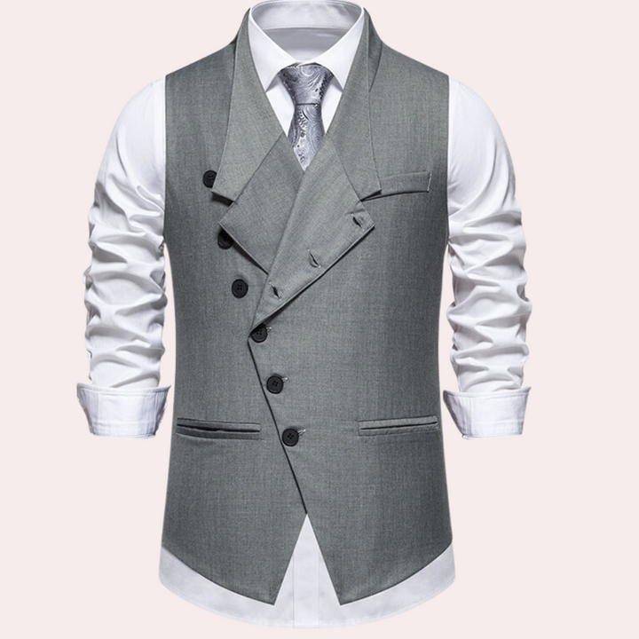 Laszlo - Modern herenvest met schuine knopen