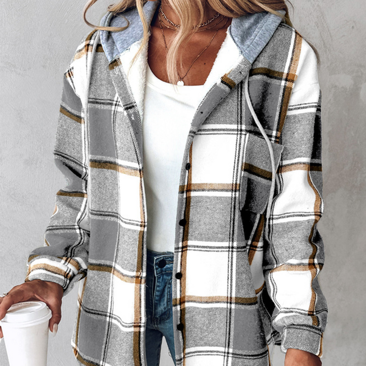Zelina - Trendy geruite jas met capuchon voor dames