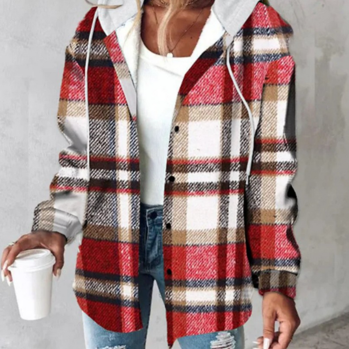 Zelina - Trendy geruite jas met capuchon voor dames