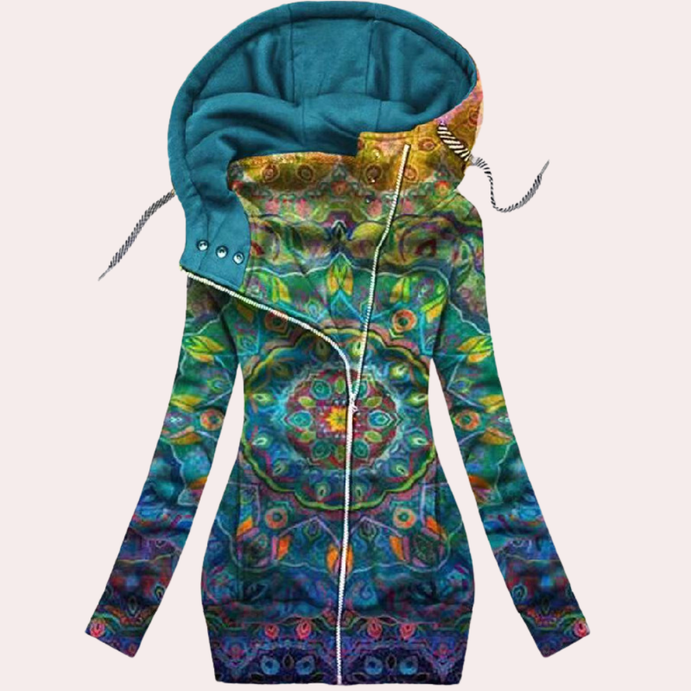 Ariela - Zip-up hoodie met bloemenprint voor dames