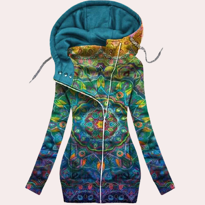 Ariela - Zip-up hoodie met bloemenprint voor dames