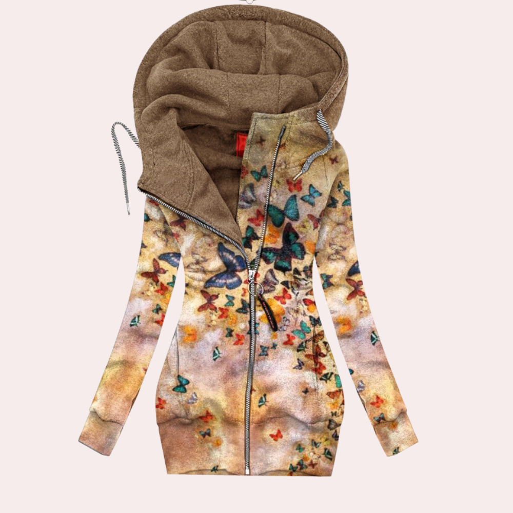 Ariela - Zip-up hoodie met bloemenprint voor dames