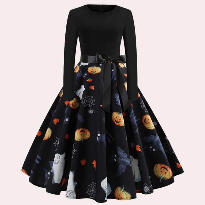 Armina - Halloween jurk met pompoenprint voor dames