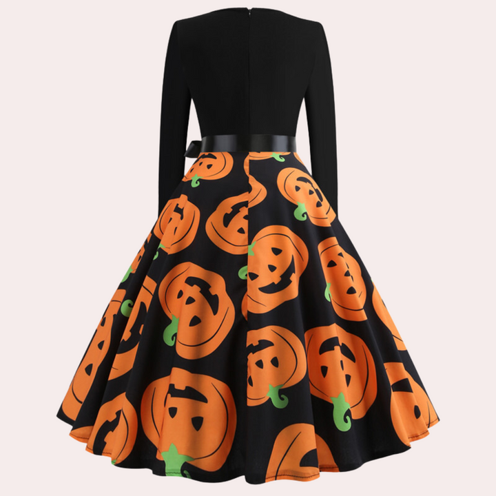 Armina - Halloween jurk met pompoenprint voor dames
