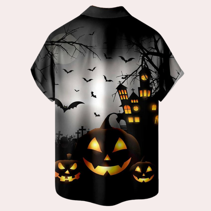 Matyi - Casual overhemd met Halloween-opdruk voor heren