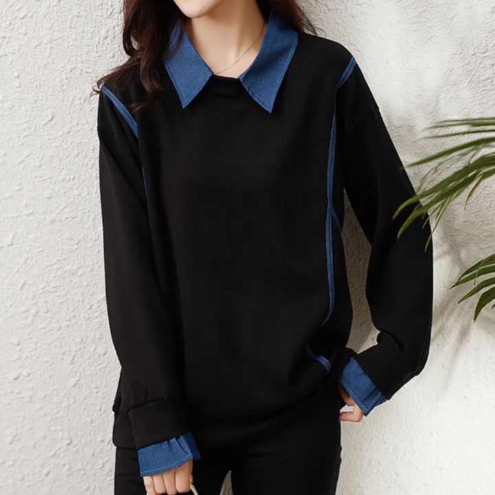 Katerina - Elegant dames sweatshirt met klassieke kraag
