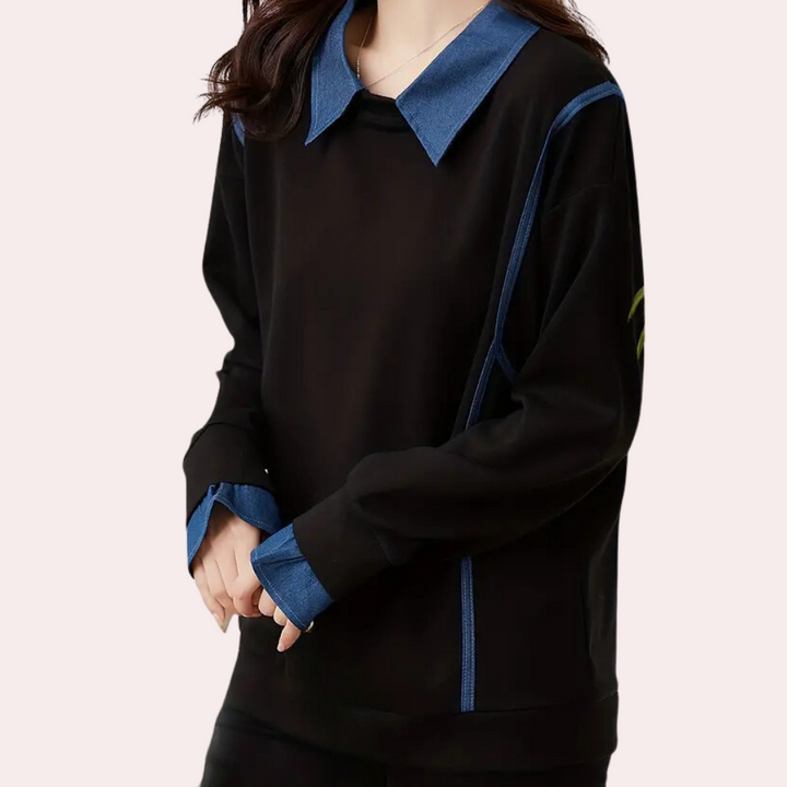 Katerina - Elegant dames sweatshirt met klassieke kraag