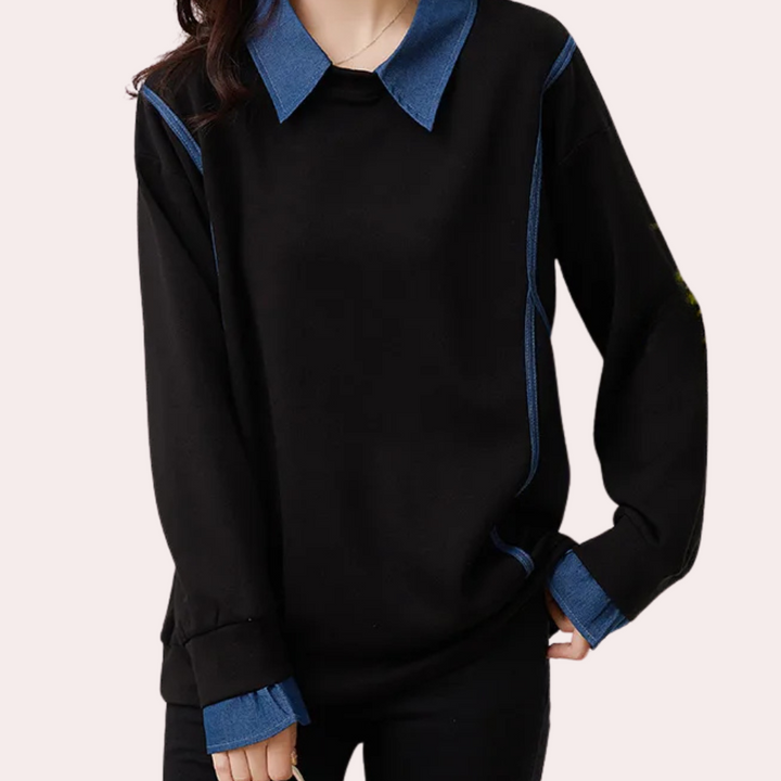 Katerina - Elegant dames sweatshirt met klassieke kraag