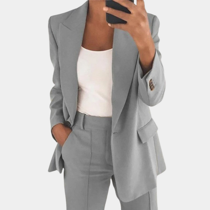 Dames blazer set met rechte snit en gecoördineerde broek