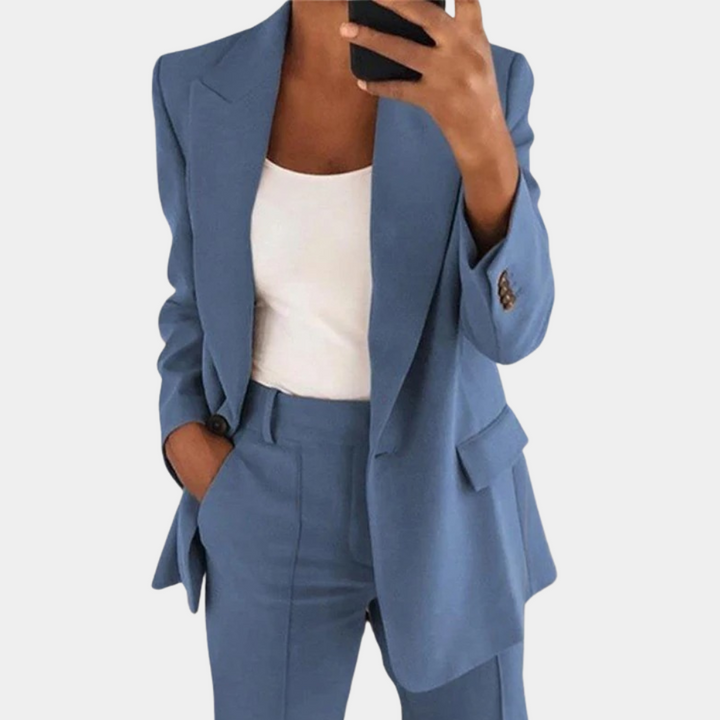 Dames blazer set met rechte snit en gecoördineerde broek