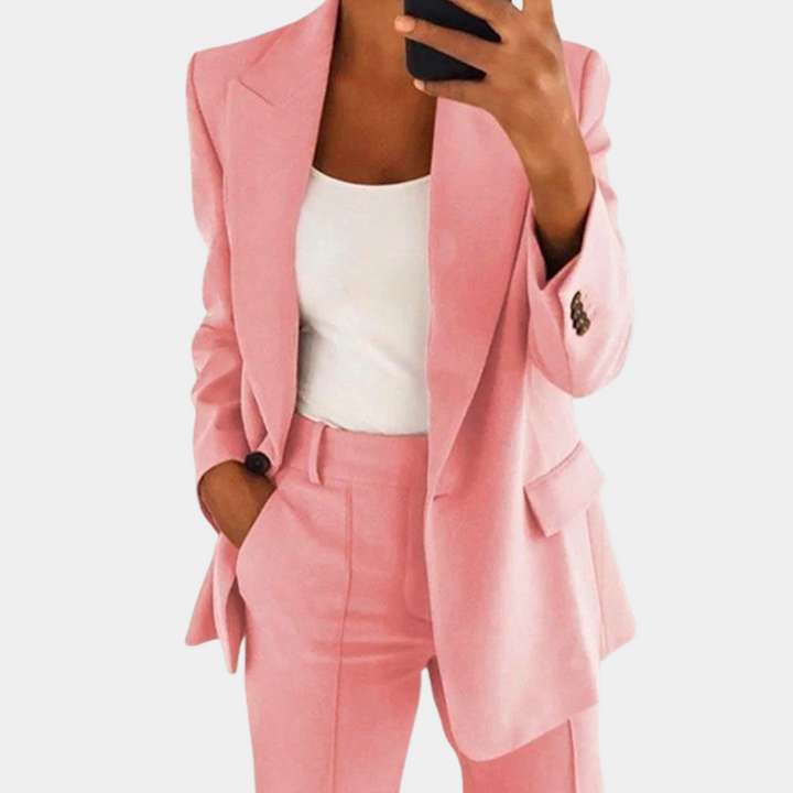 Dames blazer set met rechte snit en gecoördineerde broek