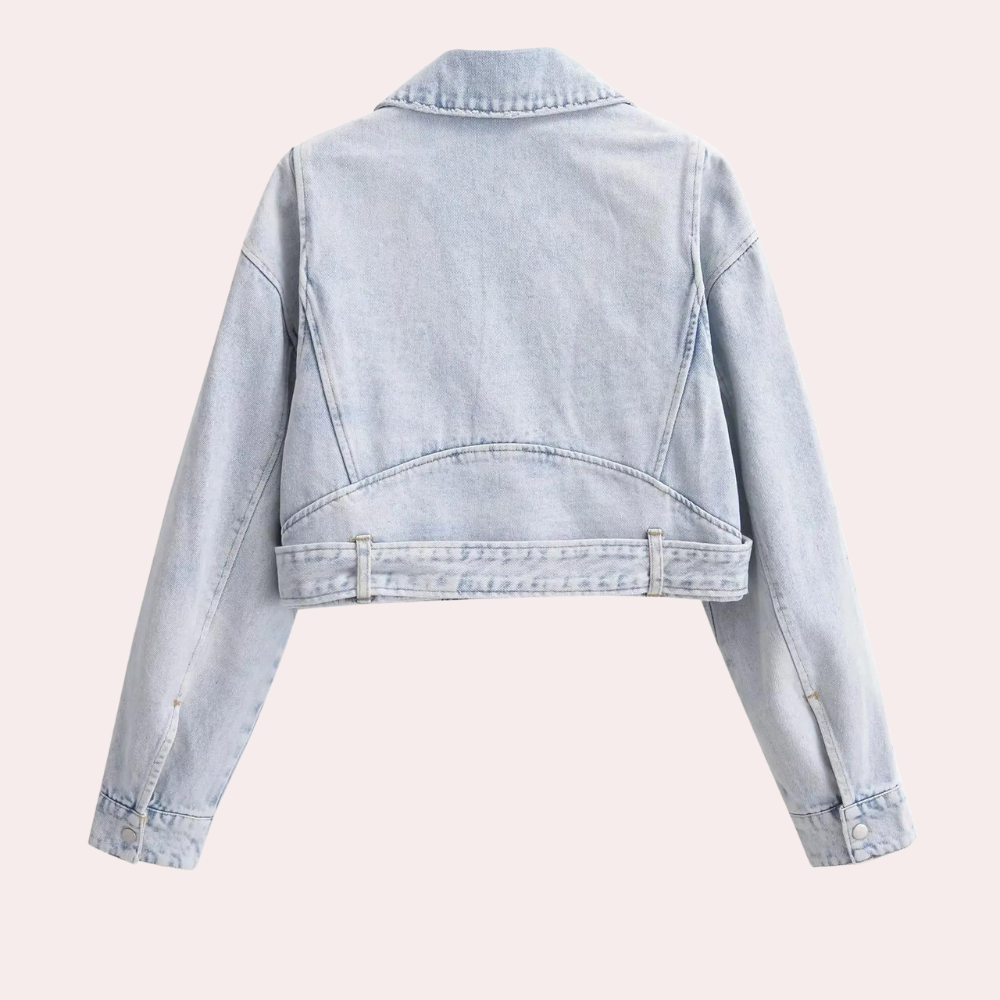 Dames denimjack met knoopsluiting en rechte pasvorm