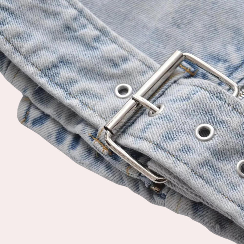 Dames denimjack met knoopsluiting en rechte pasvorm