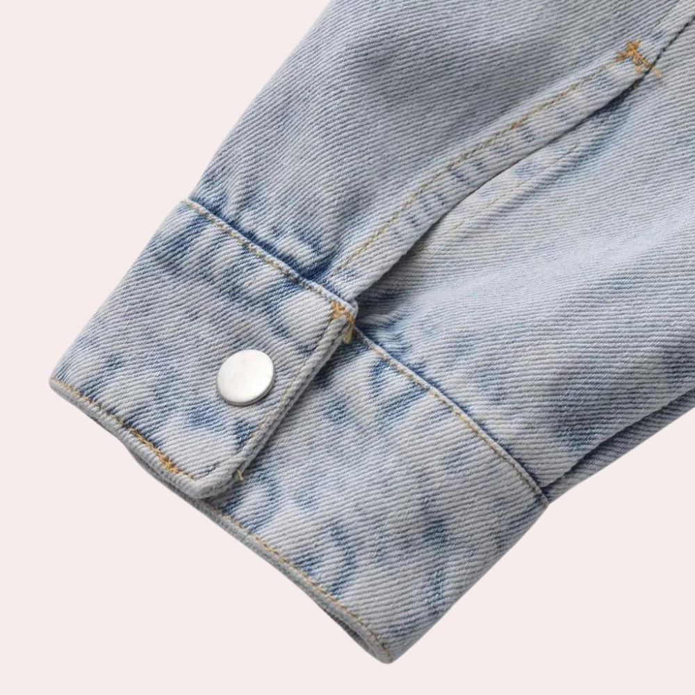 Dames denimjack met knoopsluiting en rechte pasvorm
