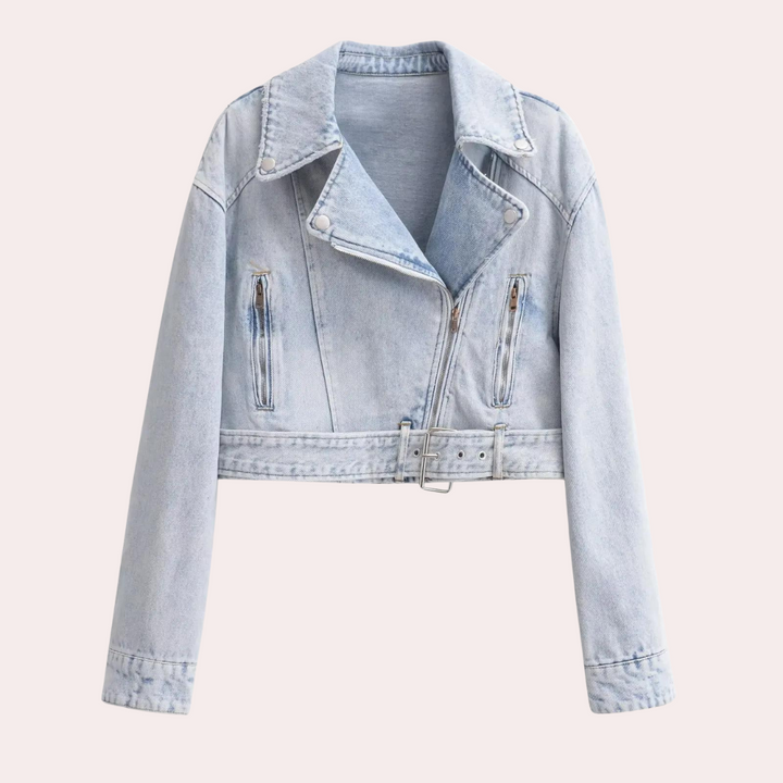 Dames denimjack met knoopsluiting en rechte pasvorm