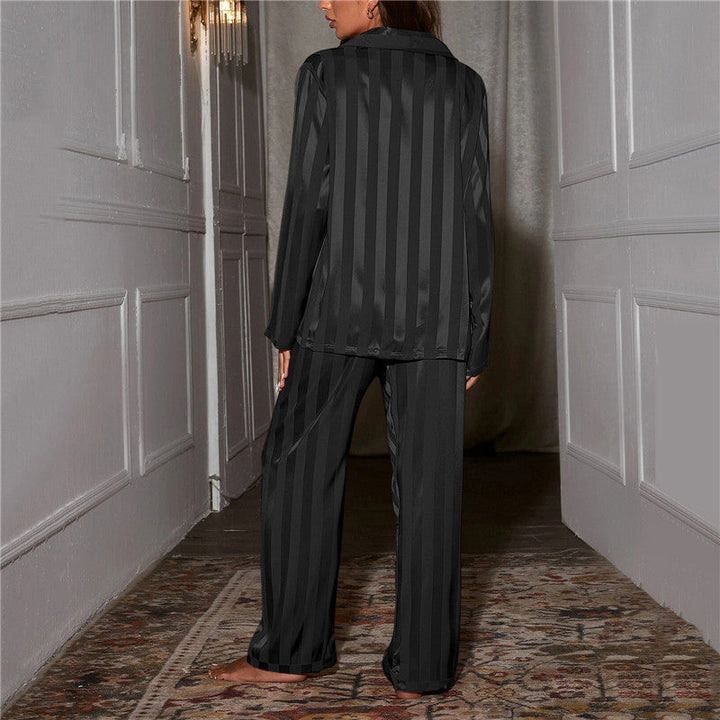 Dames satijnen pyjama set met lange mouwen top en broek