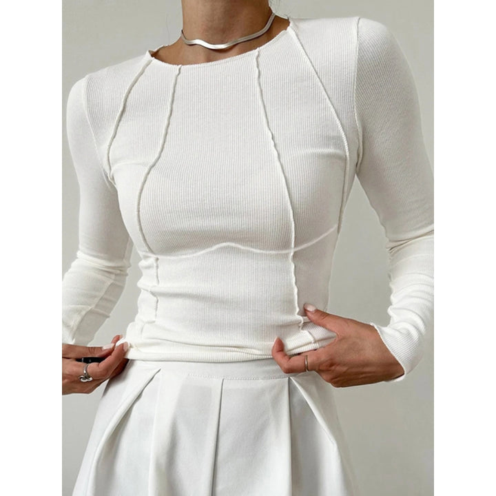 Dames top met lange mouwen en decoratieve naden