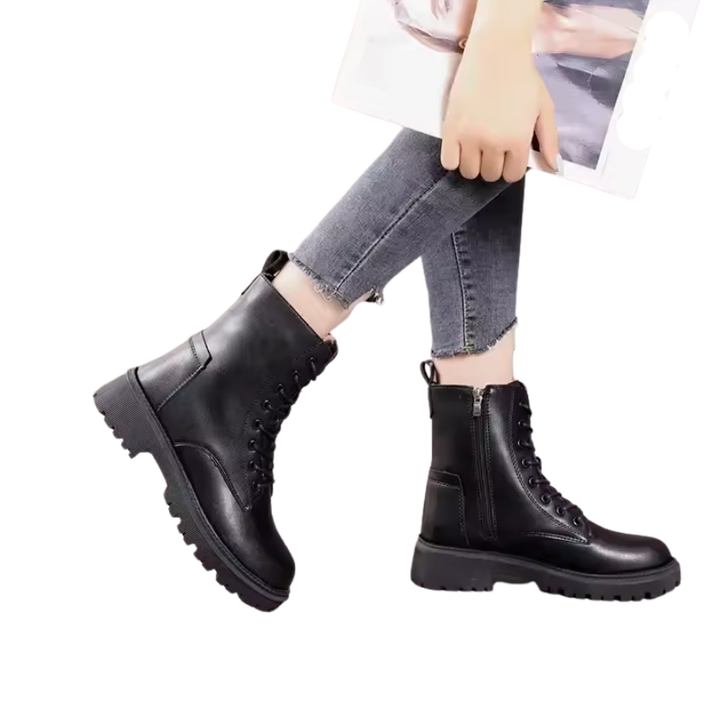 Dames zwarte enkellaarzen