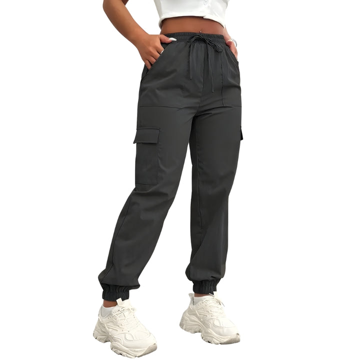 Dames broek met opbergzakken en boordjes