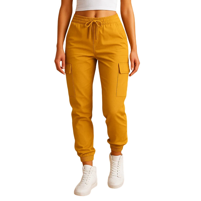 Dames broek met opbergzakken en boordjes